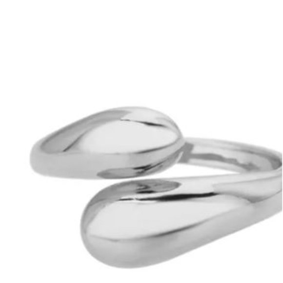 Stamped 925 Sterling Silver Free Form Open Teardrop Sizeable Ring Waterd… - Picture 5 of 5